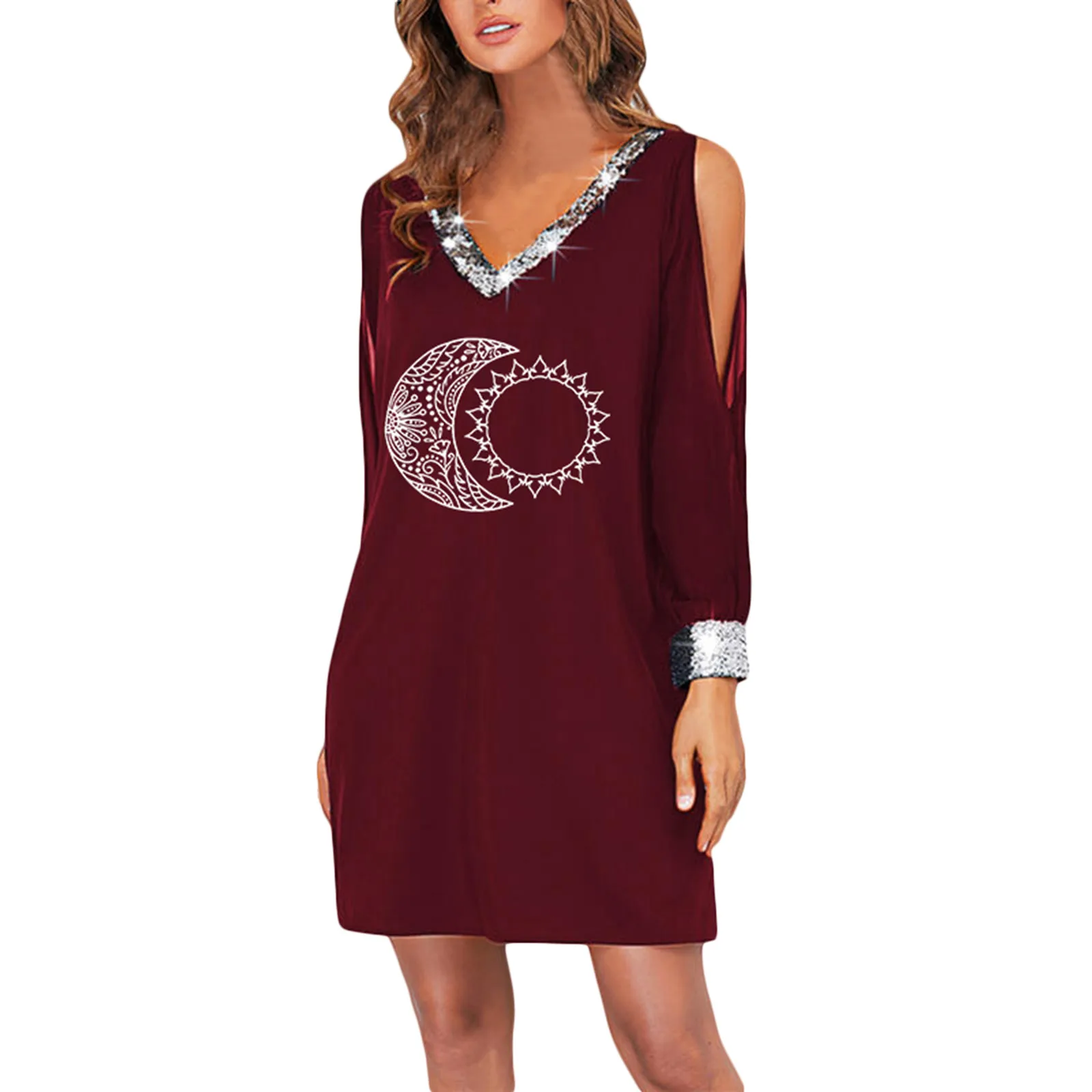 2022 Women V Neck Dress Paillette Long Sleeve Printed T Shirt Dresses Off Shoulder Sexy Elegant Dress Mid-length Dress
2022 Women V Neck Dress Paillette Long Sleeve Printed T Shirt Dresses Off Shoulder Sexy Elegant Dress Mid-length Dress