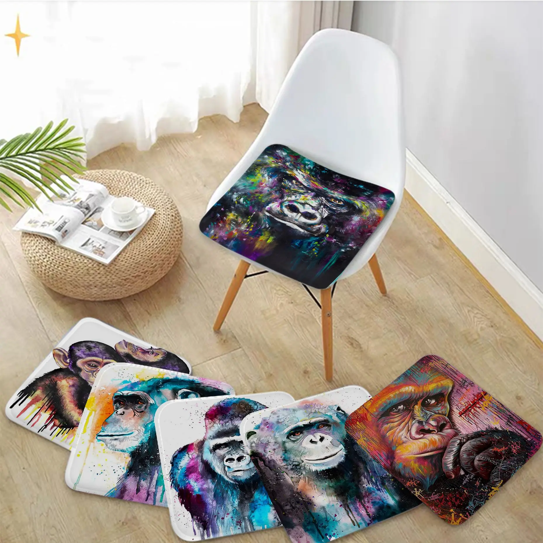 Monkey Art Painting Creative Fabric Cushion Non-slip Living Room Sofa Decor Students Stool Tatami Office Stool Seat Mat
Monkey Art Painting Creative Fabric Cushion Non-slip Living Room Sofa Decor Students Stool Tatami Office Stool Seat Mat