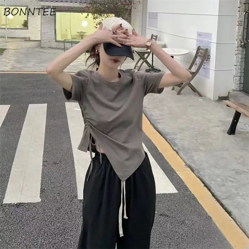 Irregular Short Sleeve T-shirts Women Shirring Summer Design High Street Temperament Solid Harajuku Females Ropa Tops Mujer Chic
Irregular Short Sleeve T-shirts Women Shirring Summer Design High Street Temperament Solid Harajuku Females Ropa Tops Mujer Chic
