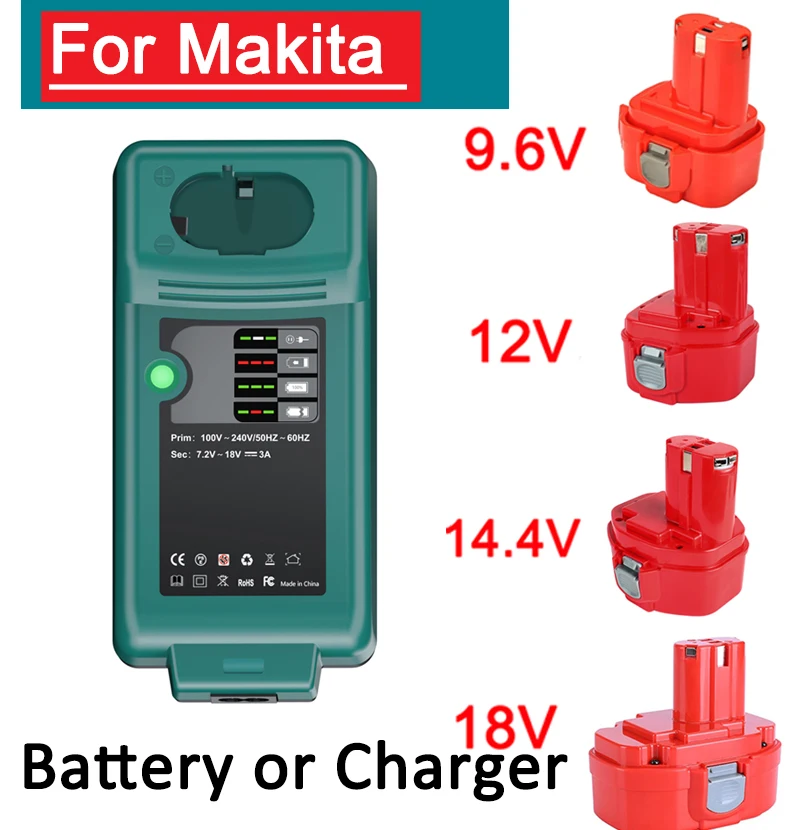 For Makita 12V 14.4V 9.6V 18V Ni-MH Battery PA12 PA14 PA09 PA18 Rechargeable Battery For Makita Cordless Drill 6261D 6207D 6281D
For Makita 12V 14.4V 9.6V 18V Ni-MH Battery PA12 PA14 PA09 PA18 Rechargeable Battery For Makita Cordless Drill 6261D 6207D 6281D