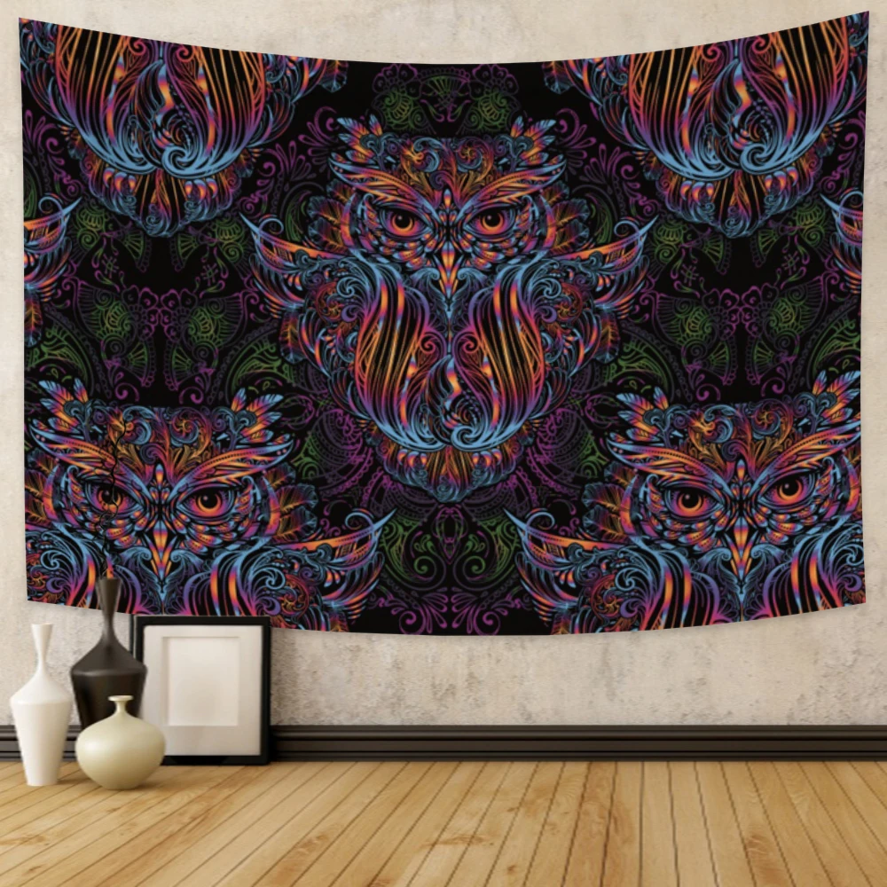 

Psychedelic Owl Tapestry Wall Hanging Hippie Bohemia Fantasy Trippy Tapestry Art for Bedroom Living Room Dorm Home Decor