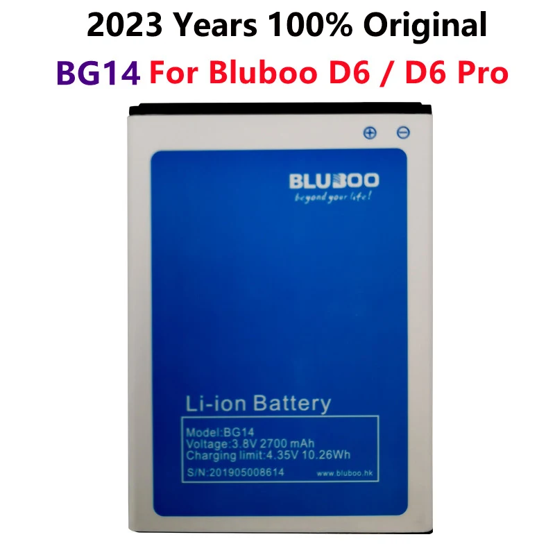 2023 years 100% Orginal BG14 3.8V Battery 2700mAh For Bluboo D6 / D6 Pro High Quality Phone Replacement Batteries Bateria
2023 years 100% Orginal BG14 3.8V Battery 2700mAh For Bluboo D6 / D6 Pro High Quality Phone Replacement Batteries Bateria