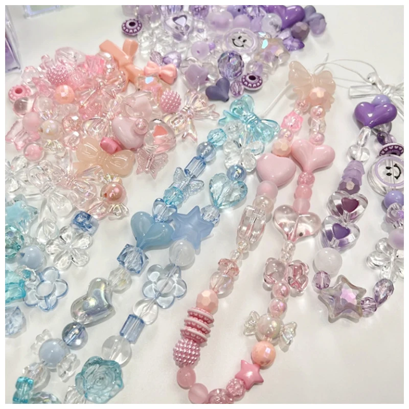 10g Mixing 8 Style Acrylic Beads Smile Heart Flower Loose For DIY Handmade Phone Chain Bracelet Jewelry Making Accessories - купить по