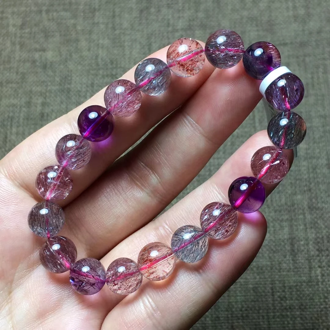 Natural Super 7 Seven Red Lepidocrocite Quartz Bracelet 9.8mm Woman Men Purple Rutilated Quartz Clear Beads AAAAAAA
Natural Super 7 Seven Red Lepidocrocite Quartz Bracelet 9.8mm Woman Men Purple Rutilated Quartz Clear Beads AAAAAAA