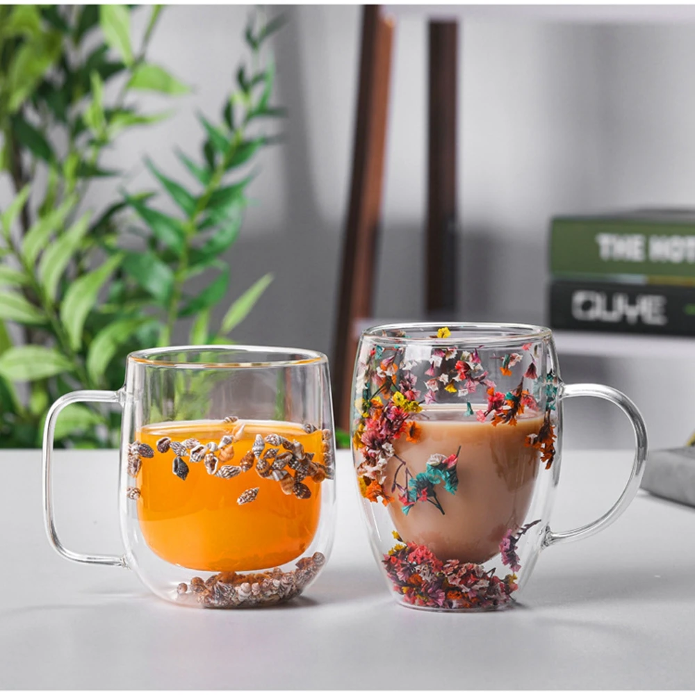 

Двойная чашка для чая, стеклянная чашка в форме сердца, чашка в форме воды, молока, кофе, креативная многоцветная многослойная чашка с зыбучим песком, посуда для напитков и сока