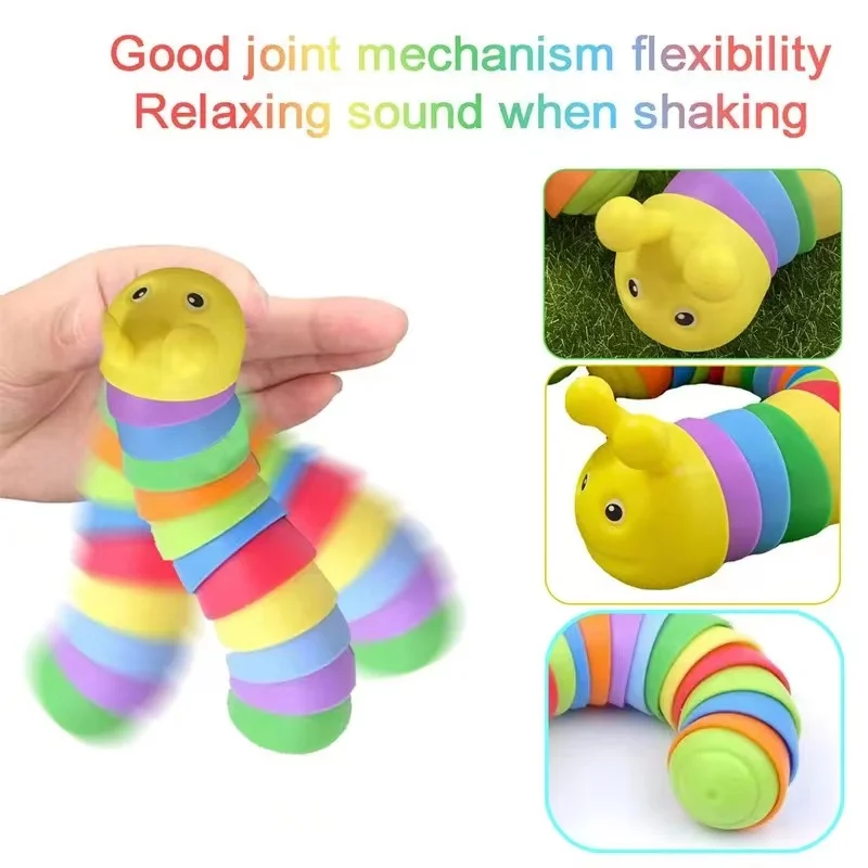 

Flexible Fingertip Caterpillar Sensory Toy Antistress Squirming Slug Fidget Toys Autism Children Gift Decompression Slinky Worm