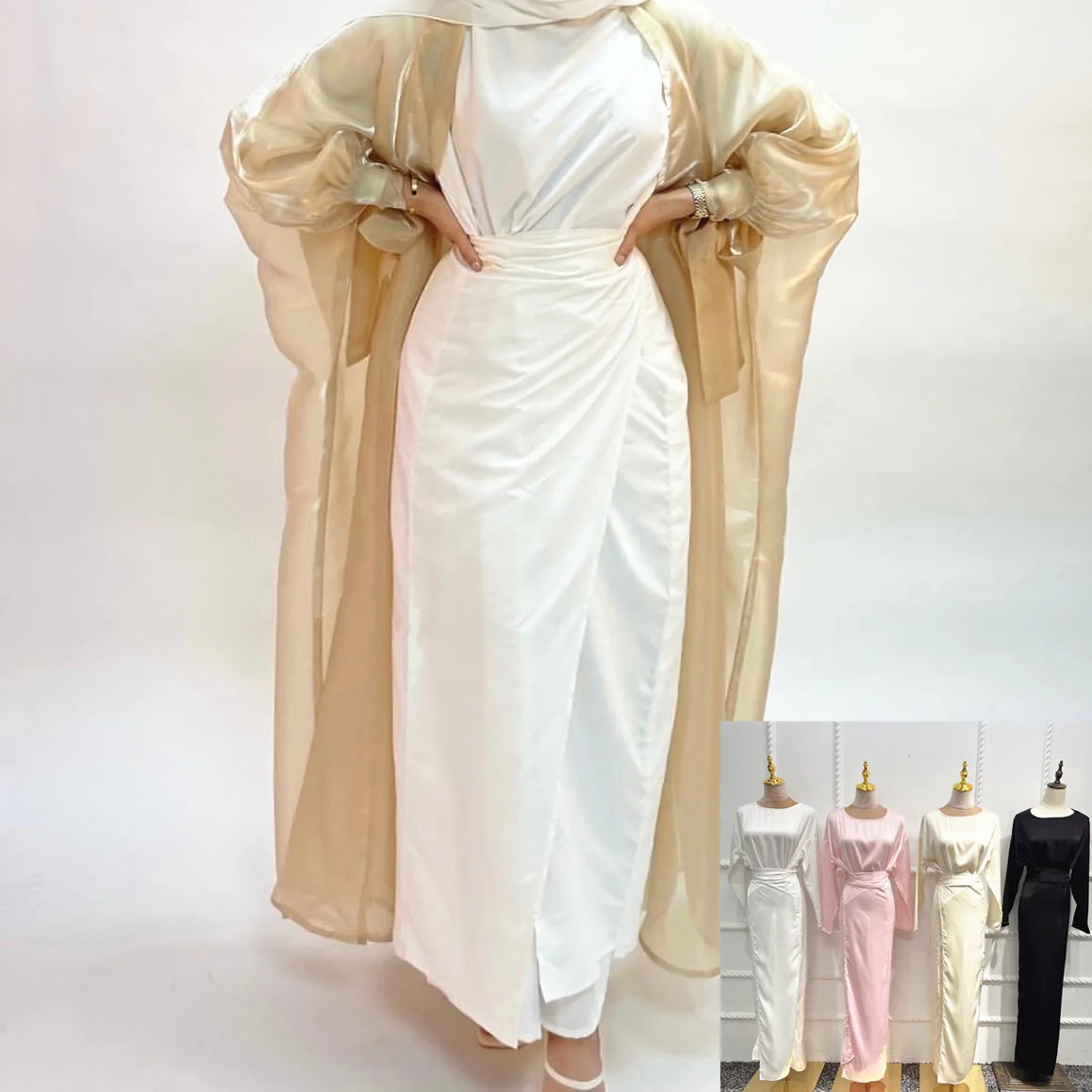Women Abaya Satin Solid Muslim Dress Ramadan Islamic Clothing Kaftan Caftan Marocain Vestido Robe Femme Musulmane Abayat Hijab
Women Abaya Satin Solid Muslim Dress Ramadan Islamic Clothing Kaftan Caftan Marocain Vestido Robe Femme Musulmane Abayat Hijab