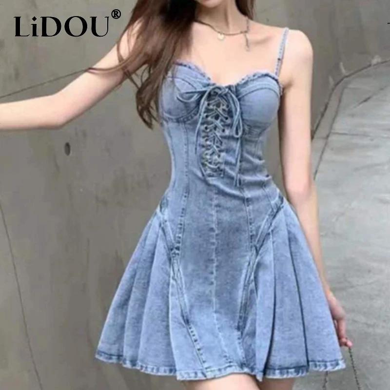 2022 Summer Nightclub Fashion Sexy Denim Bandage Pleated Mini Strap Dress Women Sleeveless Party Dresses Vestidos Fiesta Mujer
2022 Summer Nightclub Fashion Sexy Denim Bandage Pleated Mini Strap Dress Women Sleeveless Party Dresses Vestidos Fiesta Mujer