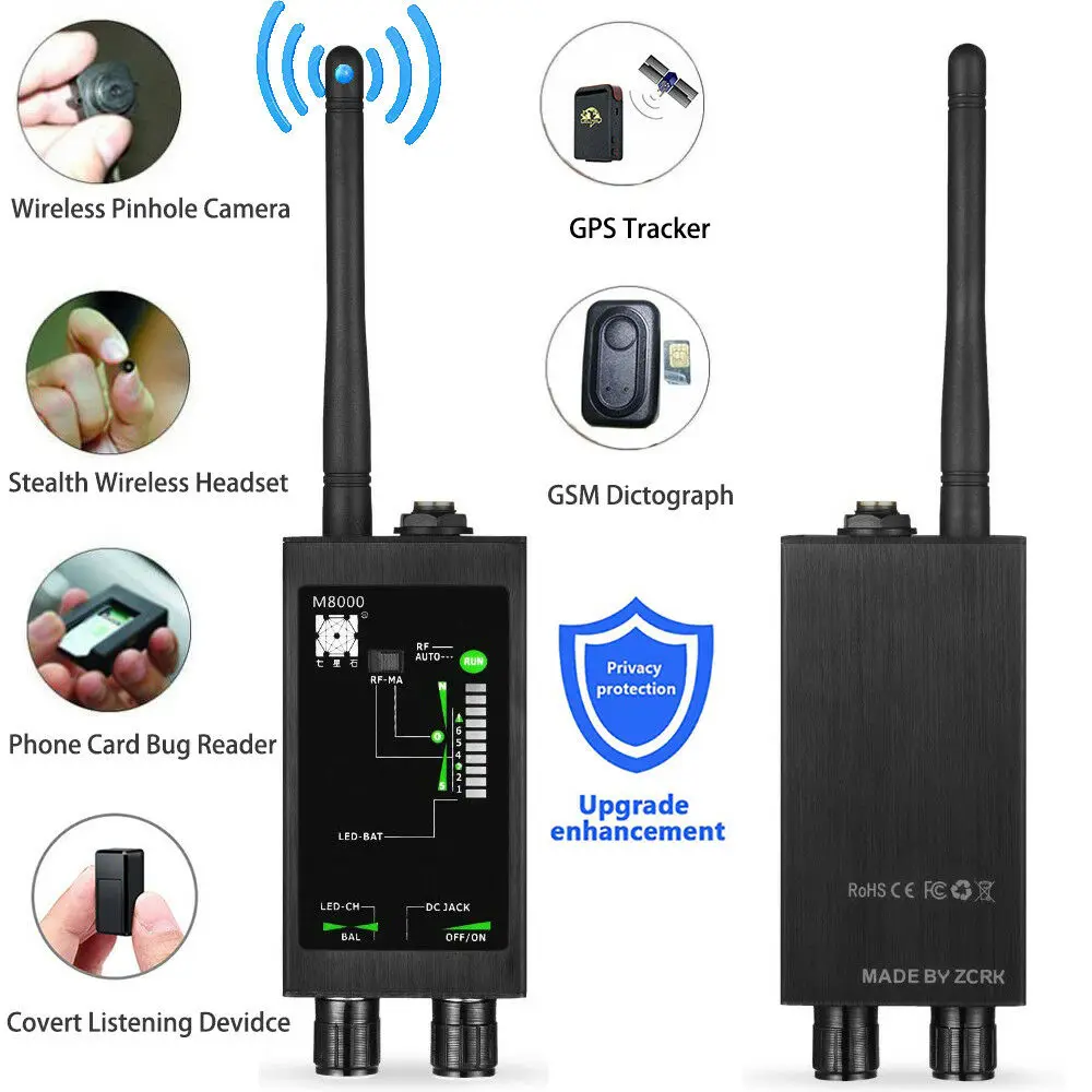 

1MHz-12GH Radio Anti-Spy Detector FBI GSM RF Signal Auto Tracker Detectors GPS Tracker Finder Bug with Long Magnetic LED Antenna