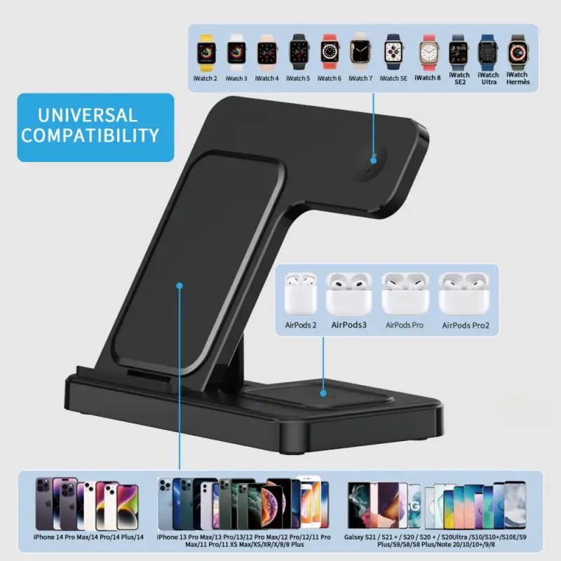 15W Fast Qi Wireless Charger Stand For IPhone 13 12 11 XS XR X 8 3 In 1 Charging Dock Station For Apple Watch 7 6 SE Airpods Pro
15W Fast Qi Wireless Charger Stand For IPhone 13 12 11 XS XR X 8 3 In 1 Charging Dock Station For Apple Watch 7 6 SE Airpods Pro