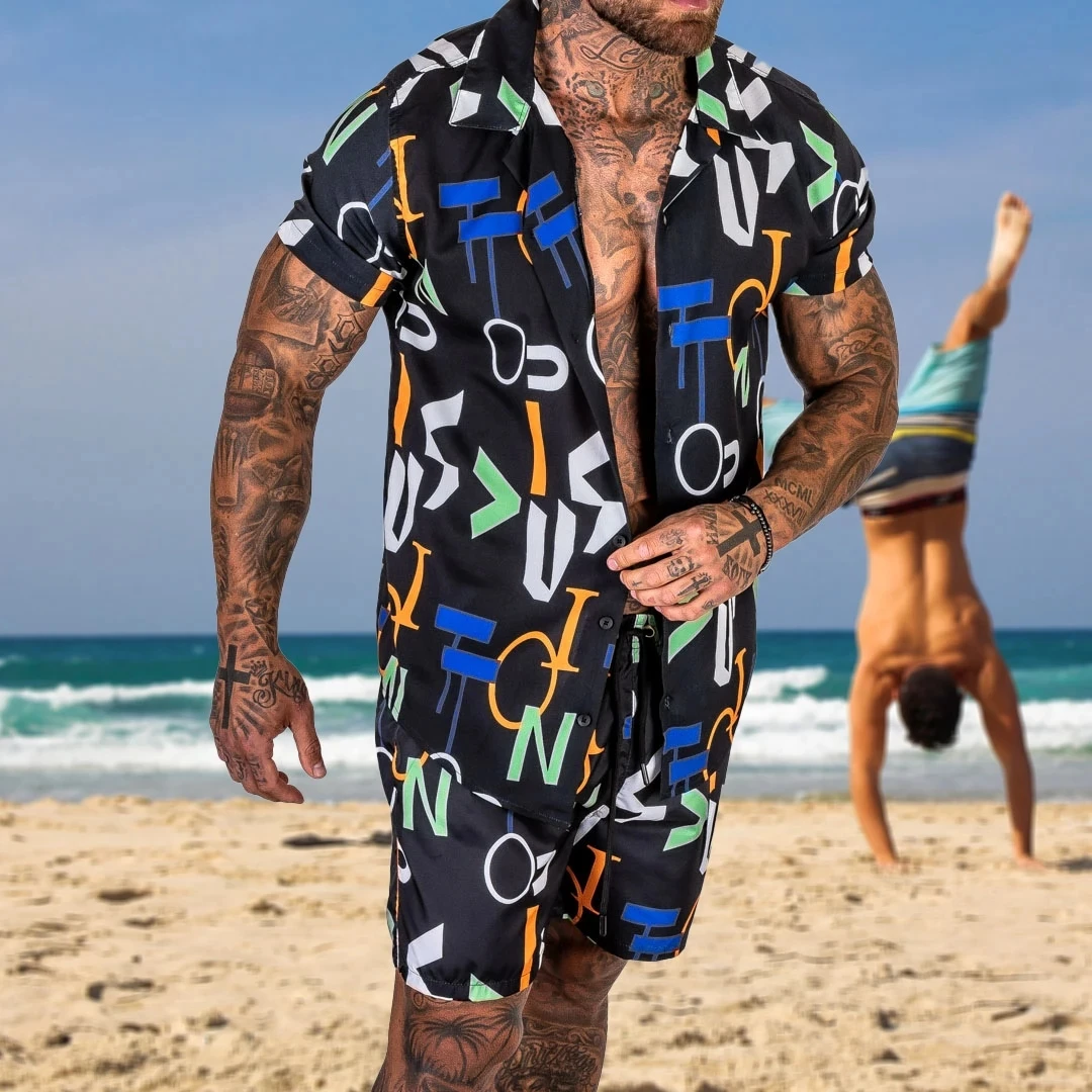 2022 summer Hawaiian Men Sets Printing Summer Short Sleeve Button Shirt Beach Shorts Streetwear Casual Mens 2 Pieces
2022 summer Hawaiian Men Sets Printing Summer Short Sleeve Button Shirt Beach Shorts Streetwear Casual Mens 2 Pieces