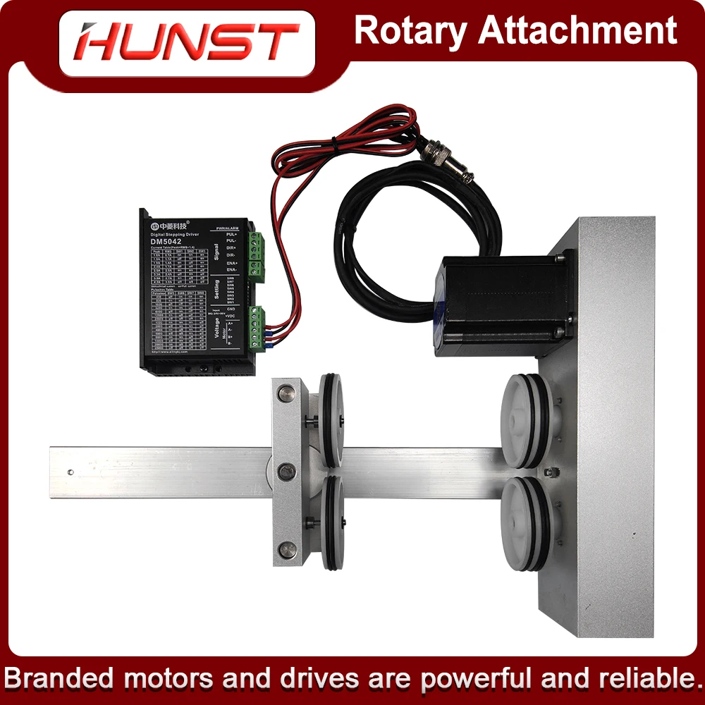

HUNST Rotary Attachment for Laser Engraving Cutters and Laser Markers 2-Phase and 3-Phase Roller Stepper Motor Rotary Shafts