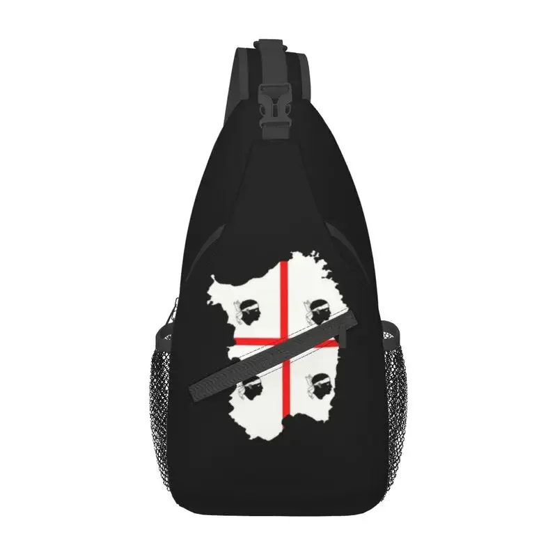 

Quattro Mori Sardinia Flag Map Crossbody Sling Backpack Men Custom Italy Sardegna Shoulder Chest Bag for Traveling Daypack