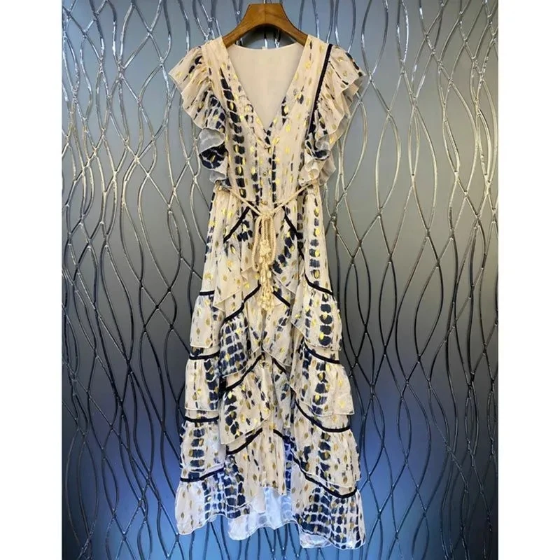 Summer Dress Women 2022 Long Dress Sleeveless Ruffles Party Dress Beach Boho Cake Midi Dress Runway Belt Single Breasted vestido
Summer Dress Women 2022 Long Dress Sleeveless Ruffles Party Dress Beach Boho Cake Midi Dress Runway Belt Single Breasted vestido