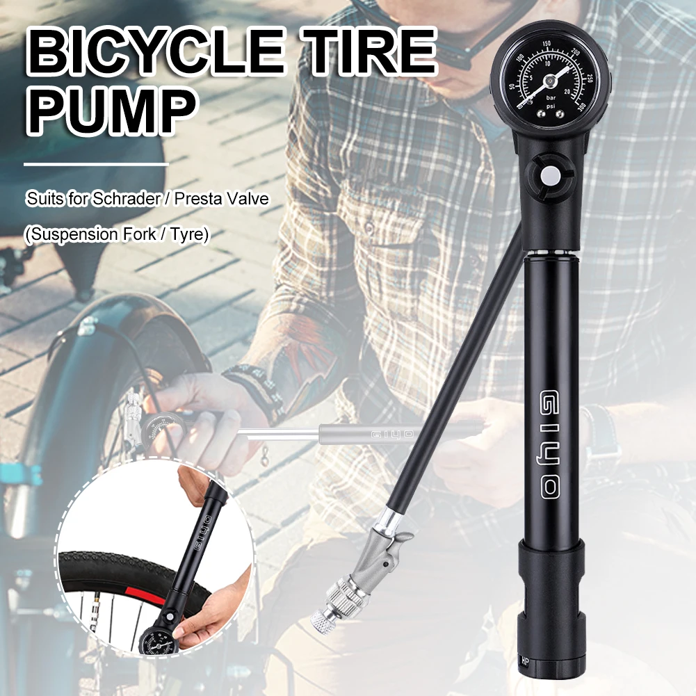Bike Pump With Gauge 300PSI High Pressure Bike Shock Fork Tire Pump Schrader Presta Valve Adapter Bicycle Air Inflator
Bike Pump With Gauge 300PSI High Pressure Bike Shock Fork Tire Pump Schrader Presta Valve Adapter Bicycle Air Inflator