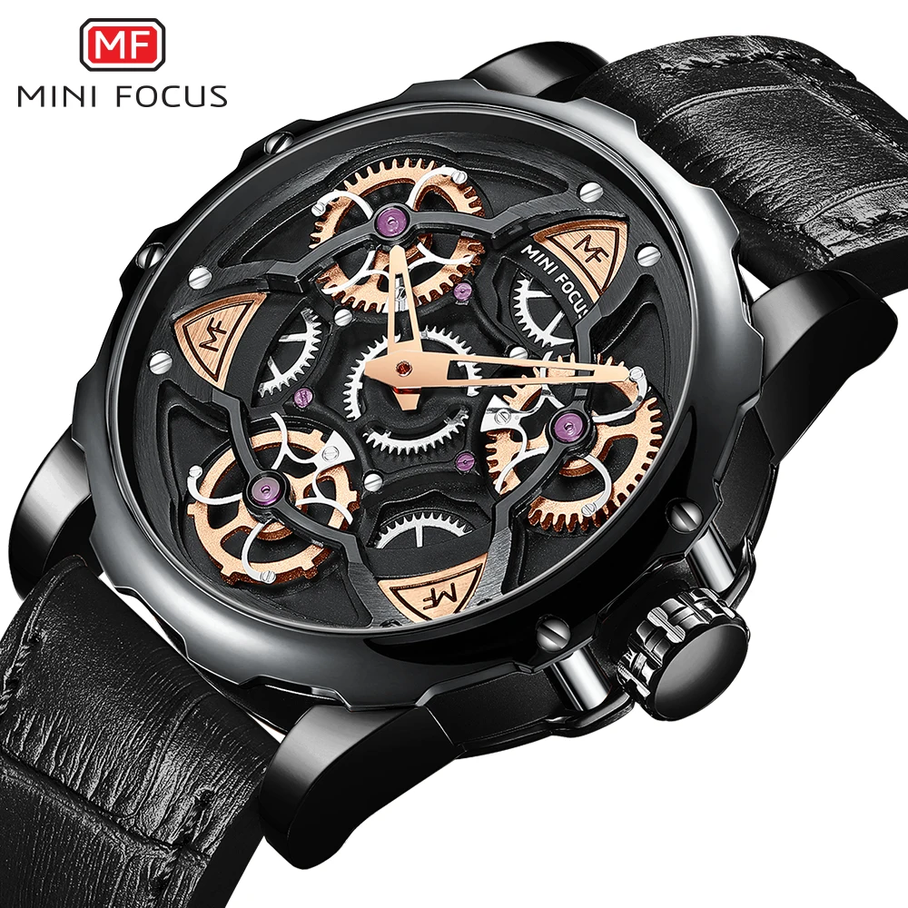 

MINI FOCUS Quartz Wristwatches Mens 2023 New Top Brand Luxury Military Waterproof Sport Male Clocks Leather Strap orologio uomo