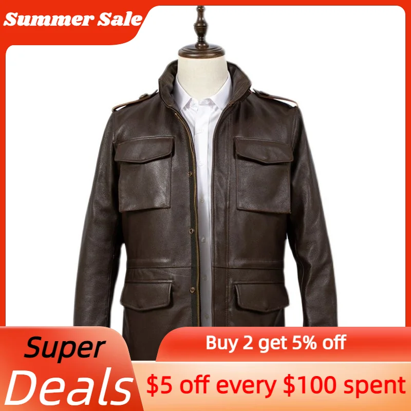 Brown Genuine Leather Jacket Men Safari Style Plus Size 4XL Real Natural Thick Cowhide Winter Warm M65 Coat
Brown Genuine Leather Jacket Men Safari Style Plus Size 4XL Real Natural Thick Cowhide Winter Warm M65 Coat