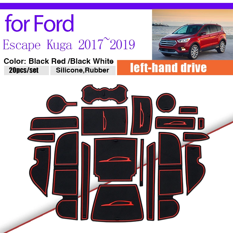 

Door Groove Dust-proof Pad for Ford Escape Kuga 2017 2018 2019 Rubber Anti-slip Mat Cup Holder Storage Gate Slot Sticke Auto Rug