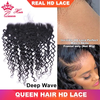 Real HD Deep Wave Curly 13x6 13x4 Frontal 5x5 4x4 Closure Raw Human Hair HD Melt Skin Invisible Lace Queen Hair Official Store