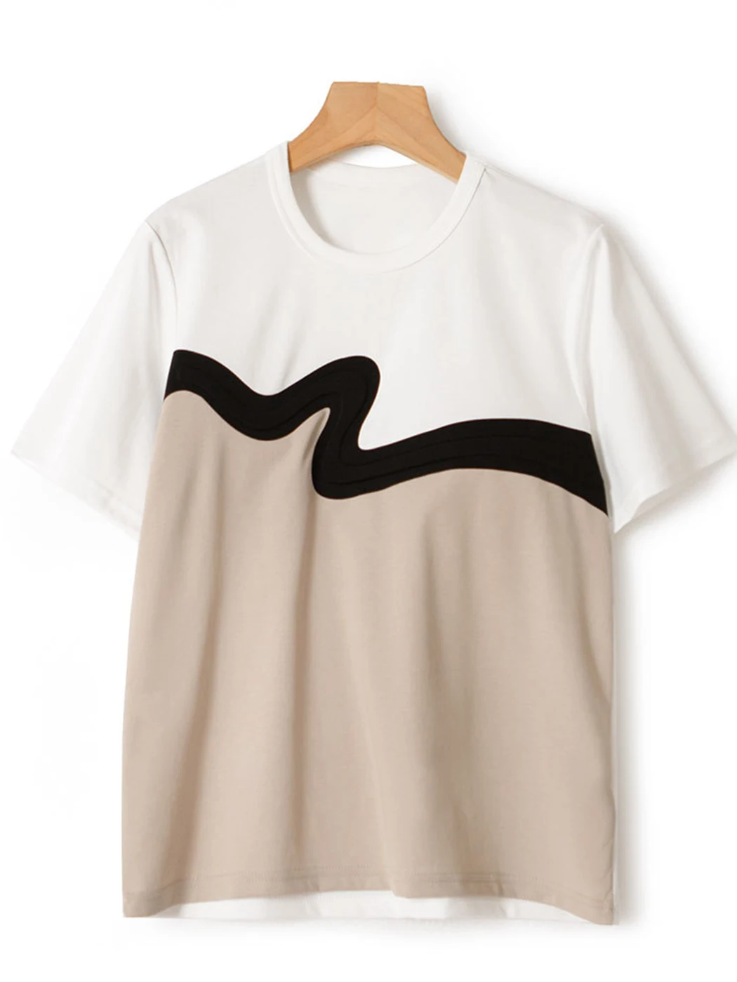 2022 New Summer Women's T Shirt Top Curve Decoration Patchwork Round Neck Cotton Tee Tops Streetwear Casual Short Sleeve T-shirt
2022 New Summer Women's T Shirt Top Curve Decoration Patchwork Round Neck Cotton Tee Tops Streetwear Casual Short Sleeve T-shirt