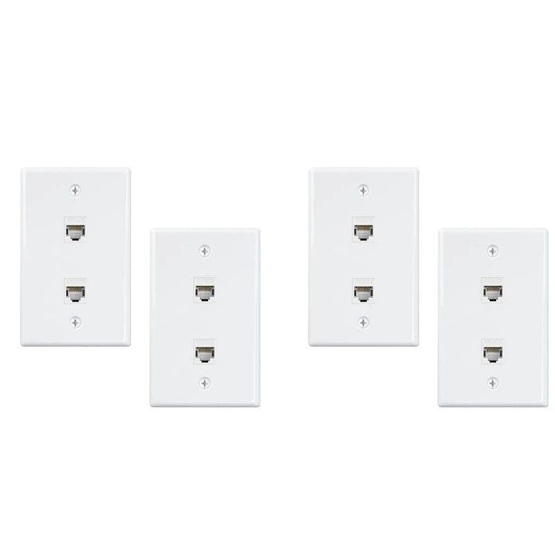 4 Pack 2 Port Ethernet Wall Plate, Cat6 Female To Female Wall Jack RJ45 Keystone Inline Coupler Wall Outlet, White
4 Pack 2 Port Ethernet Wall Plate, Cat6 Female To Female Wall Jack RJ45 Keystone Inline Coupler Wall Outlet, White