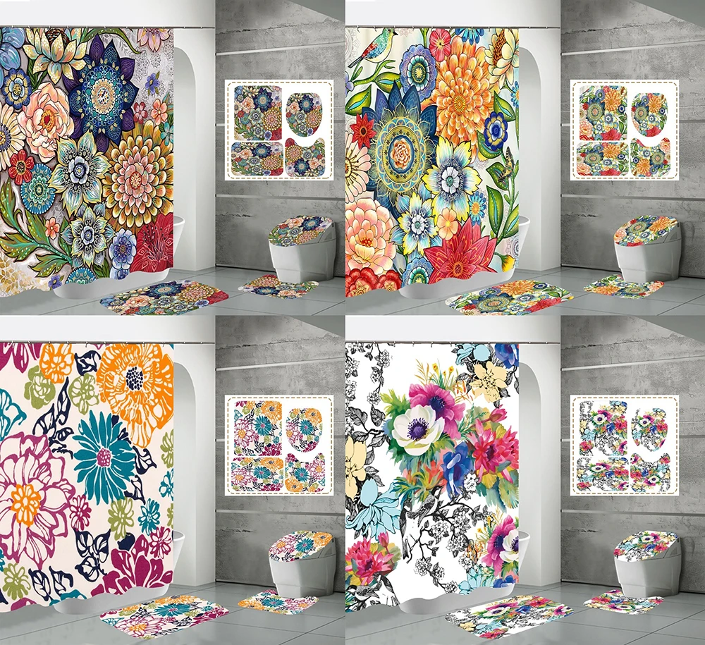 Watercolor Abstract Flower Shower Curtain Set Rug Toilet Lid Cover Bath Mat Bathroom Decor Succulent Plant Boho Bath Curtain Set
Watercolor Abstract Flower Shower Curtain Set Rug Toilet Lid Cover Bath Mat Bathroom Decor Succulent Plant Boho Bath Curtain Set