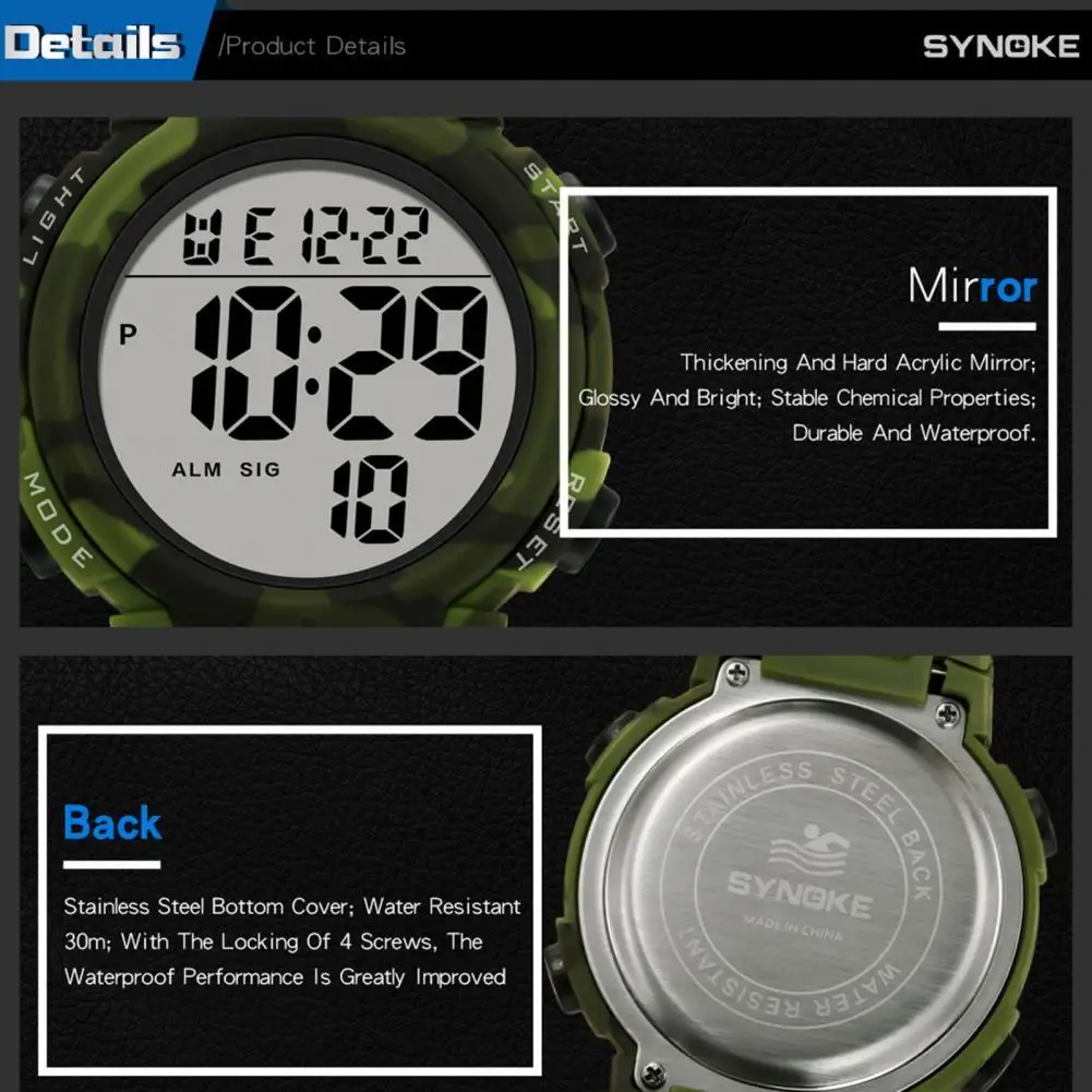 LED Backlight Casual Clear Screen Wrist Clock 12/24 Hours System Watch High Accuracy for Parents
LED Backlight Casual Clear Screen Wrist Clock 12/24 Hours System Watch High Accuracy for Parents