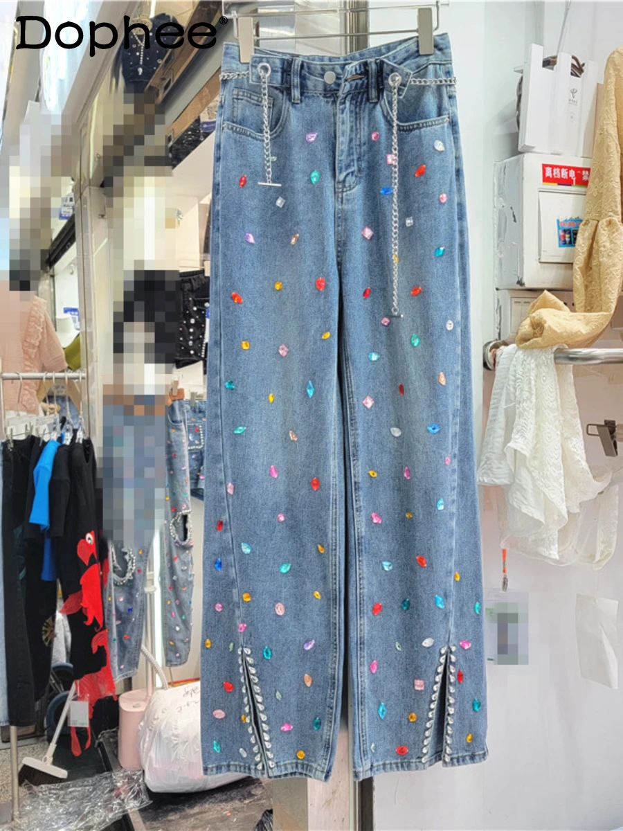 2022 New Summer Fall Straight Loose Drooping Jeans for Women High Waist Slimming Wide Leg Pants Color Diamond Denim Trousers
2022 New Summer Fall Straight Loose Drooping Jeans for Women High Waist Slimming Wide Leg Pants Color Diamond Denim Trousers