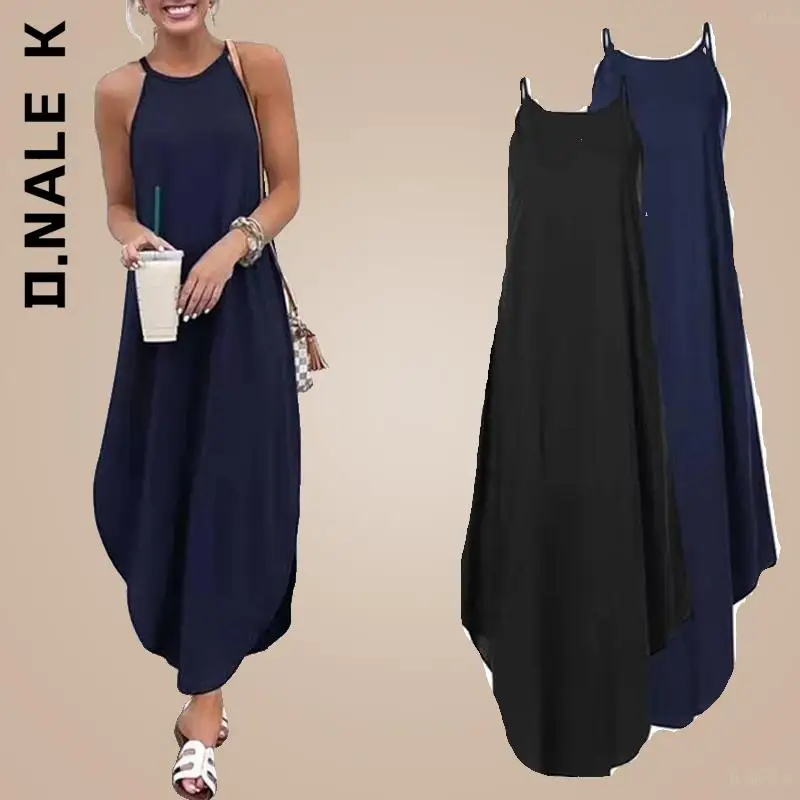 D.Nale K Casual Sleeveless Retro Halter Women Dress Summer 2022 Solid Beach Long Dress Round Neck Sling Fashion Beach Clothes
D.Nale K Casual Sleeveless Retro Halter Women Dress Summer 2022 Solid Beach Long Dress Round Neck Sling Fashion Beach Clothes