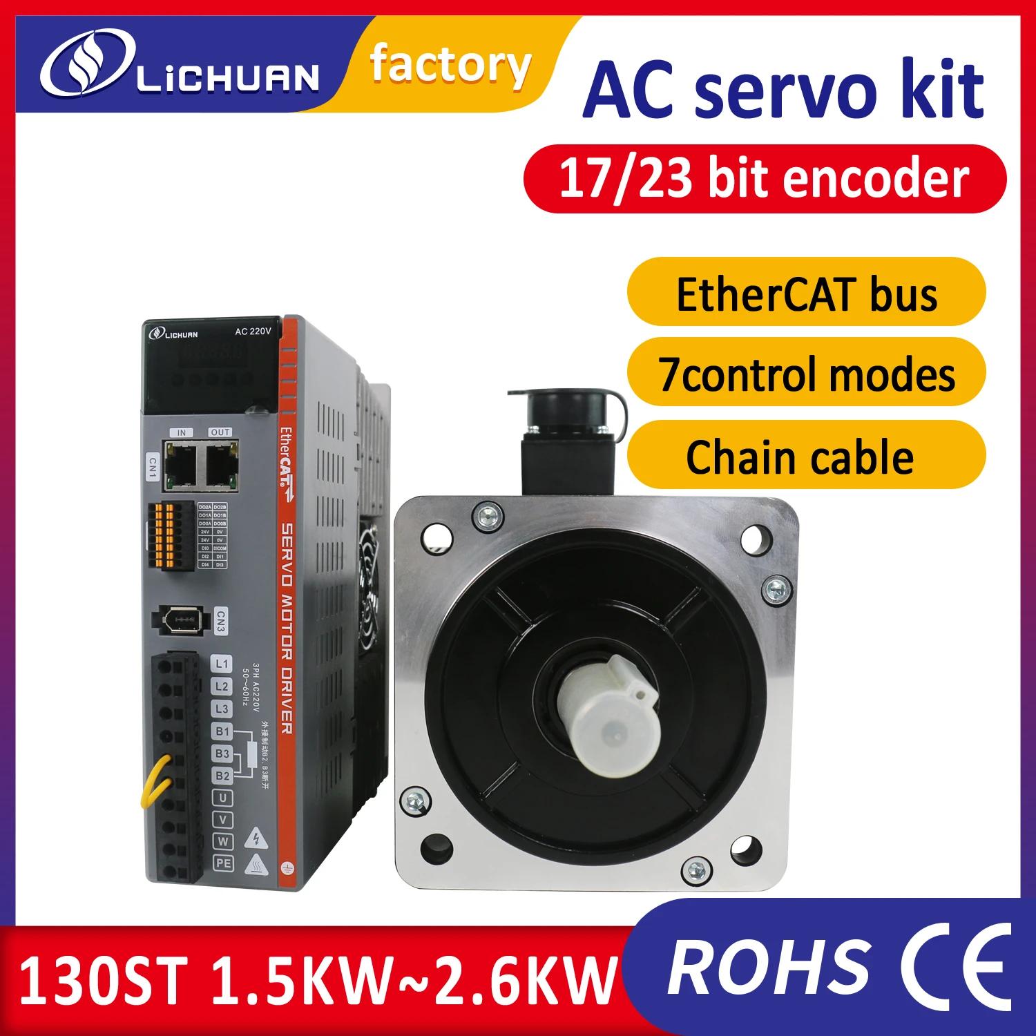 Lichuan EtherCAT 130ST серводвигатель 1,5 кВт
Lichuan EtherCAT 130ST серводвигатель 1,5 кВт