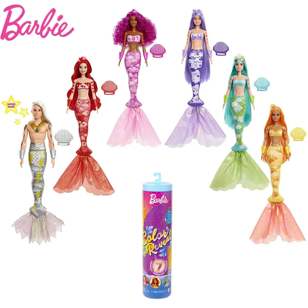 Barbie Color Reveal Mermaid Doll with 7 Unboxing Surprises Sand & Sun Series Beach Look Boneca Makeup Toys Barbie Blind Box Toy
Barbie Color Reveal Mermaid Doll with 7 Unboxing Surprises Sand & Sun Series Beach Look Boneca Makeup Toys Barbie Blind Box Toy