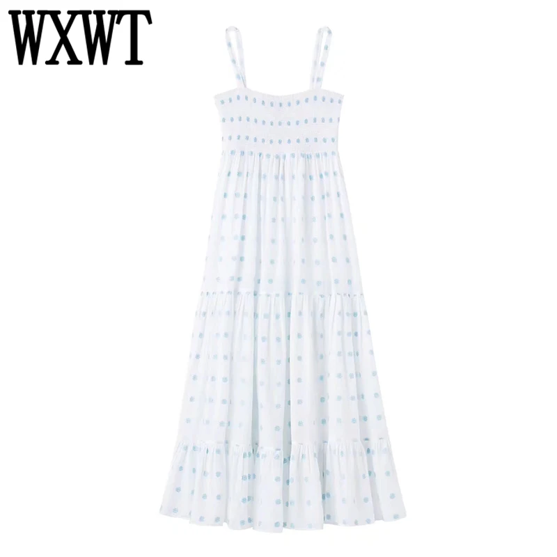 WXWT 2022 Women Floral Embroidered Strap Dress Sleeveless Female Summer Streetwear Long Dress Vestidos HH6885
WXWT 2022 Women Floral Embroidered Strap Dress Sleeveless Female Summer Streetwear Long Dress Vestidos HH6885