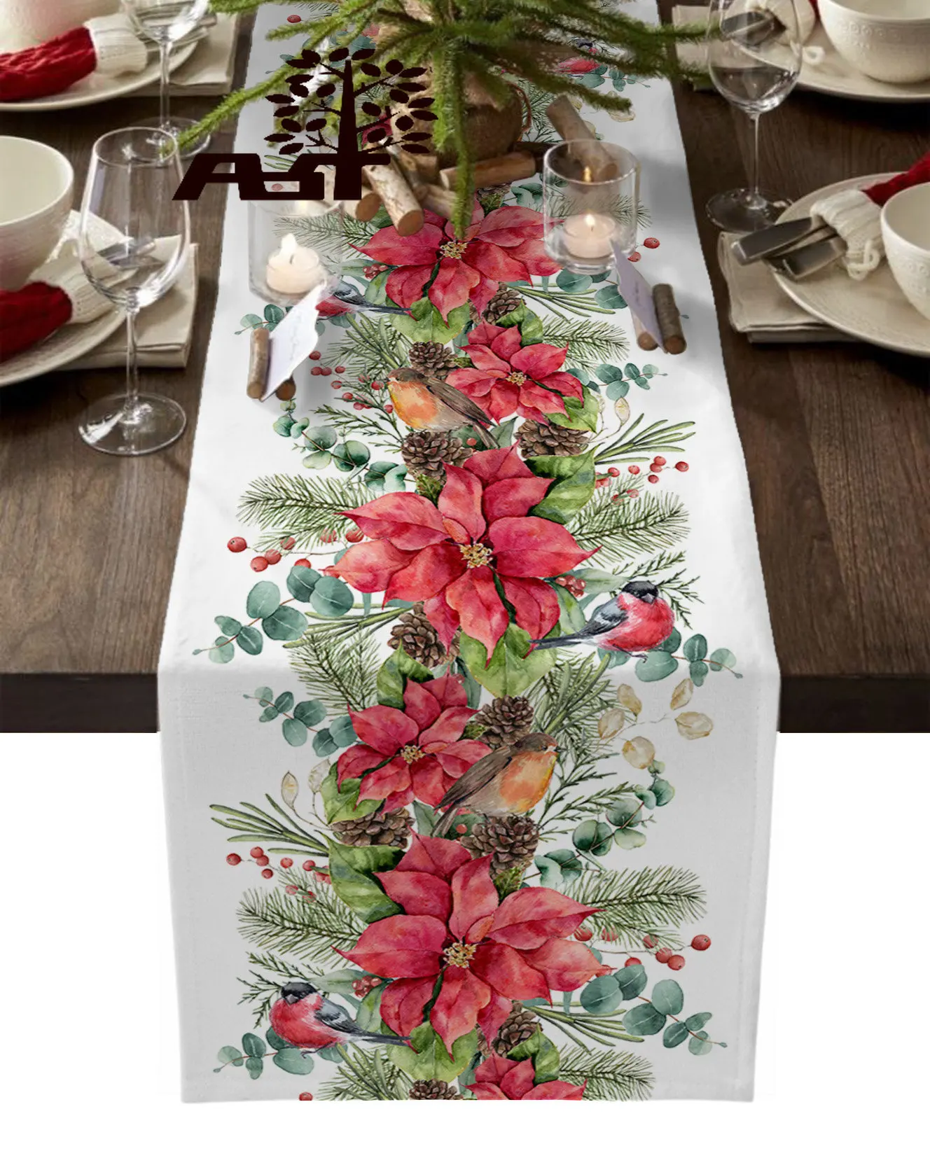 Christmas Fir Tree Robin Poinsettia Winter Table Runner Wedding Table Decoration Coffee Table Kitchen Table Cloth Table Cover
Christmas Fir Tree Robin Poinsettia Winter Table Runner Wedding Table Decoration Coffee Table Kitchen Table Cloth Table Cover
