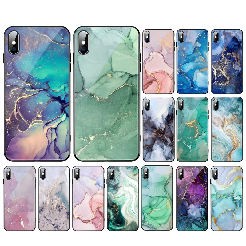 

Marble Glass phone case For Samsung Galaxy S23 S22 S21 S20 Ultra S20 S22 S21 S20FE A52 A33 A13 A32