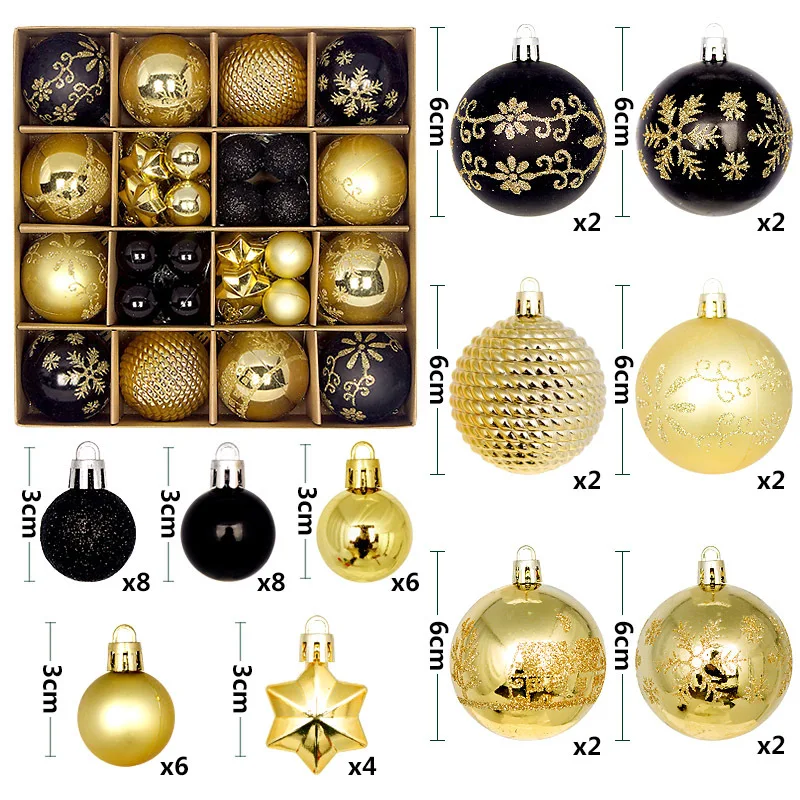 44Pcs Christmas Tree Baubles 3-6cm Plastic Shatterproof Hanging Balls Christmas Balls for Festival Holiday Party Decor
44Pcs Christmas Tree Baubles 3-6cm Plastic Shatterproof Hanging Balls Christmas Balls for Festival Holiday Party Decor