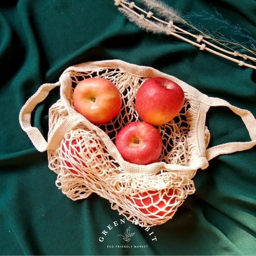 

Многоразовые продуктовые сумки, портативная моющаяся хлопковая Сетчатая Сумка для фруктов и овощей, органический Органайзер на ремешке, то...