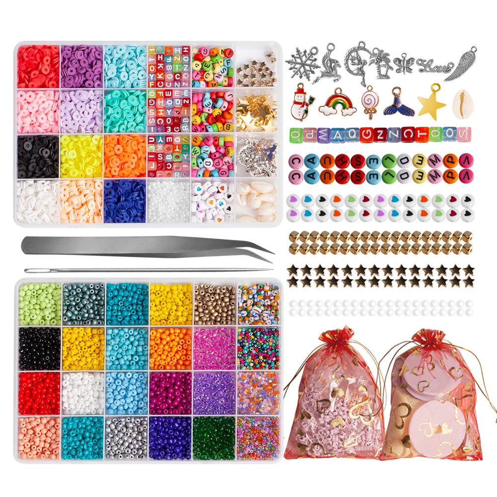 Glass Seed Beads Polymer Clay Beads Acrylic Letter Beads with Charms Bracelet Beads for Friendship Bracelets Jewelry Making Kit
Glass Seed Beads Polymer Clay Beads Acrylic Letter Beads with Charms Bracelet Beads for Friendship Bracelets Jewelry Making Kit