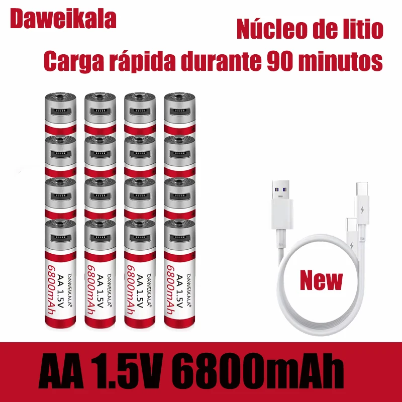 Daweikal new AA rechargeable battery large capacity AA lithium battery 1.5V 6800mah fast charging delivery Cable + free shipping
Daweikal new AA rechargeable battery large capacity AA lithium battery 1.5V 6800mah fast charging delivery Cable + free shipping