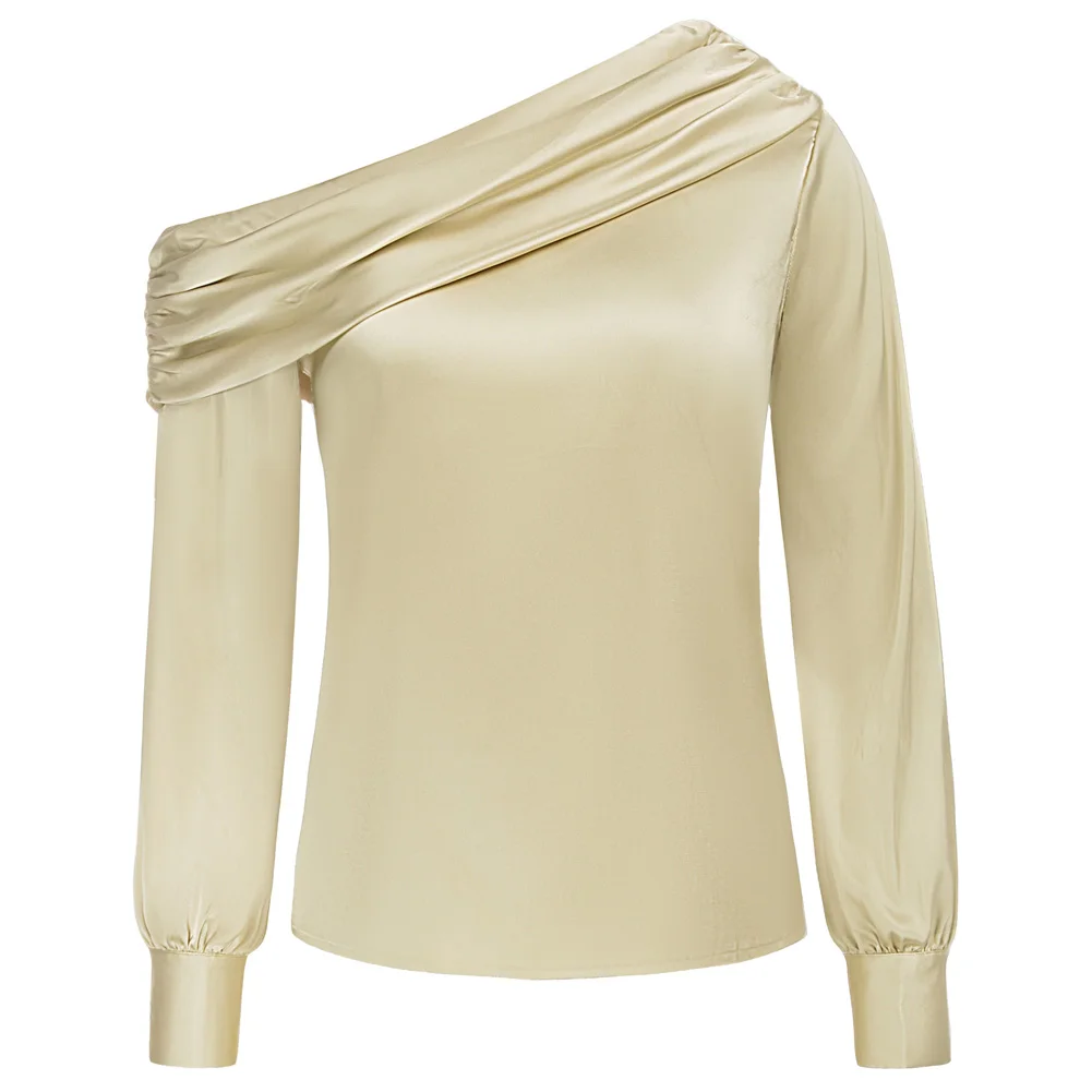 GK Women T Shirt Off Shoulder Tops Comfy Satin Silk Casual Long Sleeve Oblique Neck Elegant Pullover Tops Tee Female
GK Women T Shirt Off Shoulder Tops Comfy Satin Silk Casual Long Sleeve Oblique Neck Elegant Pullover Tops Tee Female