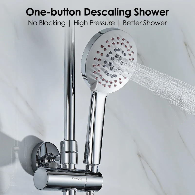 

High Pressure 5 Modes Handheld Shower Head Sprinkle One-Button Descaling Adjustable Water Saving Shower Heads 4.5inch with Hose