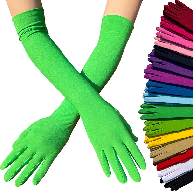 45cm Women Satin Elastic Long glovesSpring Summer Candy color Dress Etiquette Gloves Banquet Party Gloves
45cm Women Satin Elastic Long glovesSpring Summer Candy color Dress Etiquette Gloves Banquet Party Gloves