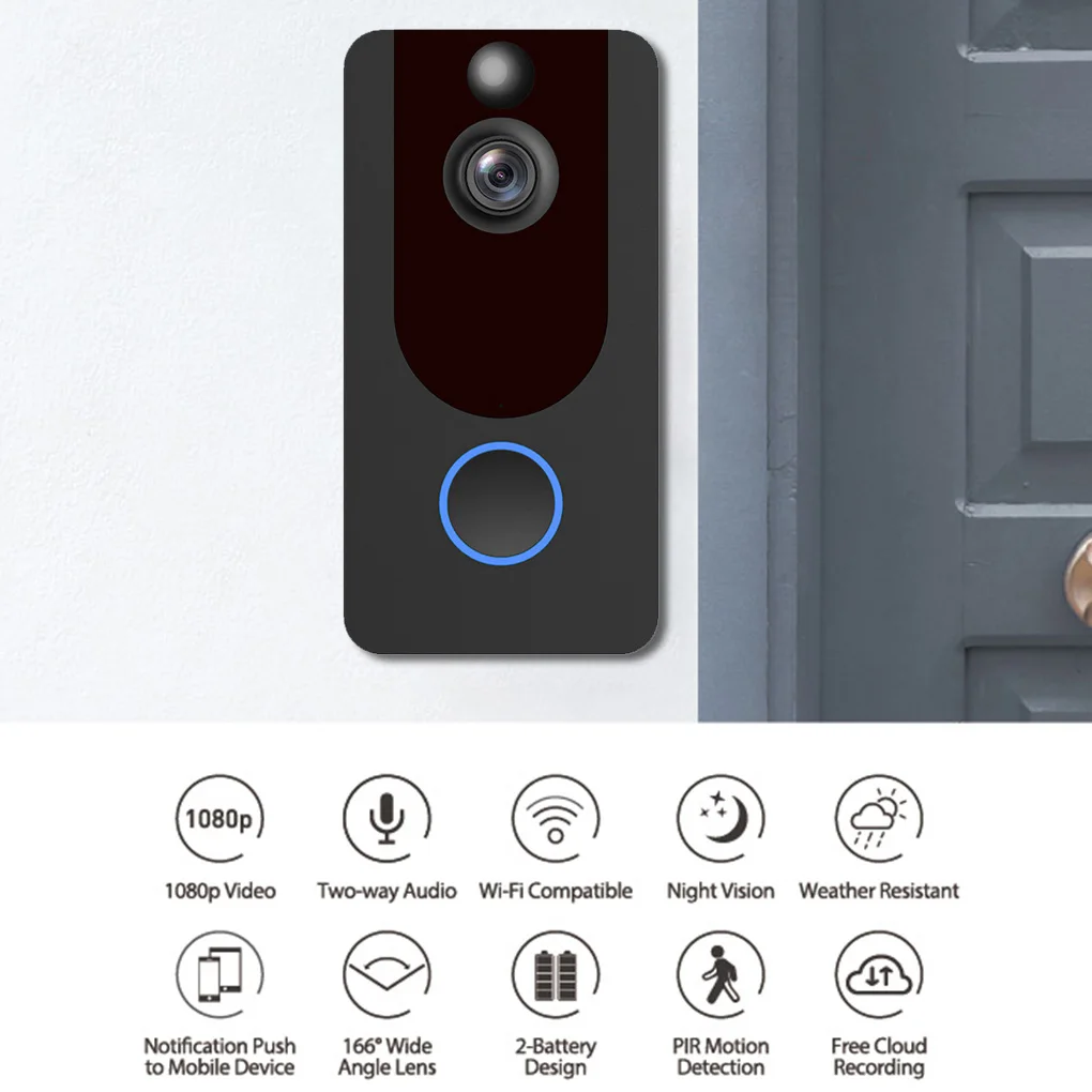 1080P Wireless Wifi Doorbell Door Ring Motion Sensor Night View Two-way Intercom Doorbell UK/US/EU Plug
1080P Wireless Wifi Doorbell Door Ring Motion Sensor Night View Two-way Intercom Doorbell UK/US/EU Plug