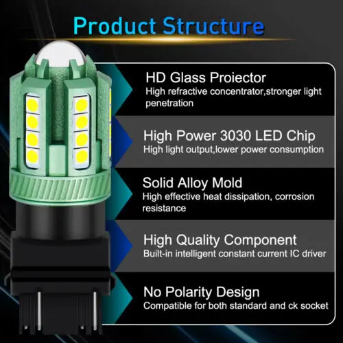 2Pcs 3157 Led Reverse Backup Lights Bulbs Fit For Gmc Yukon Xl 2002-2006 26Smd