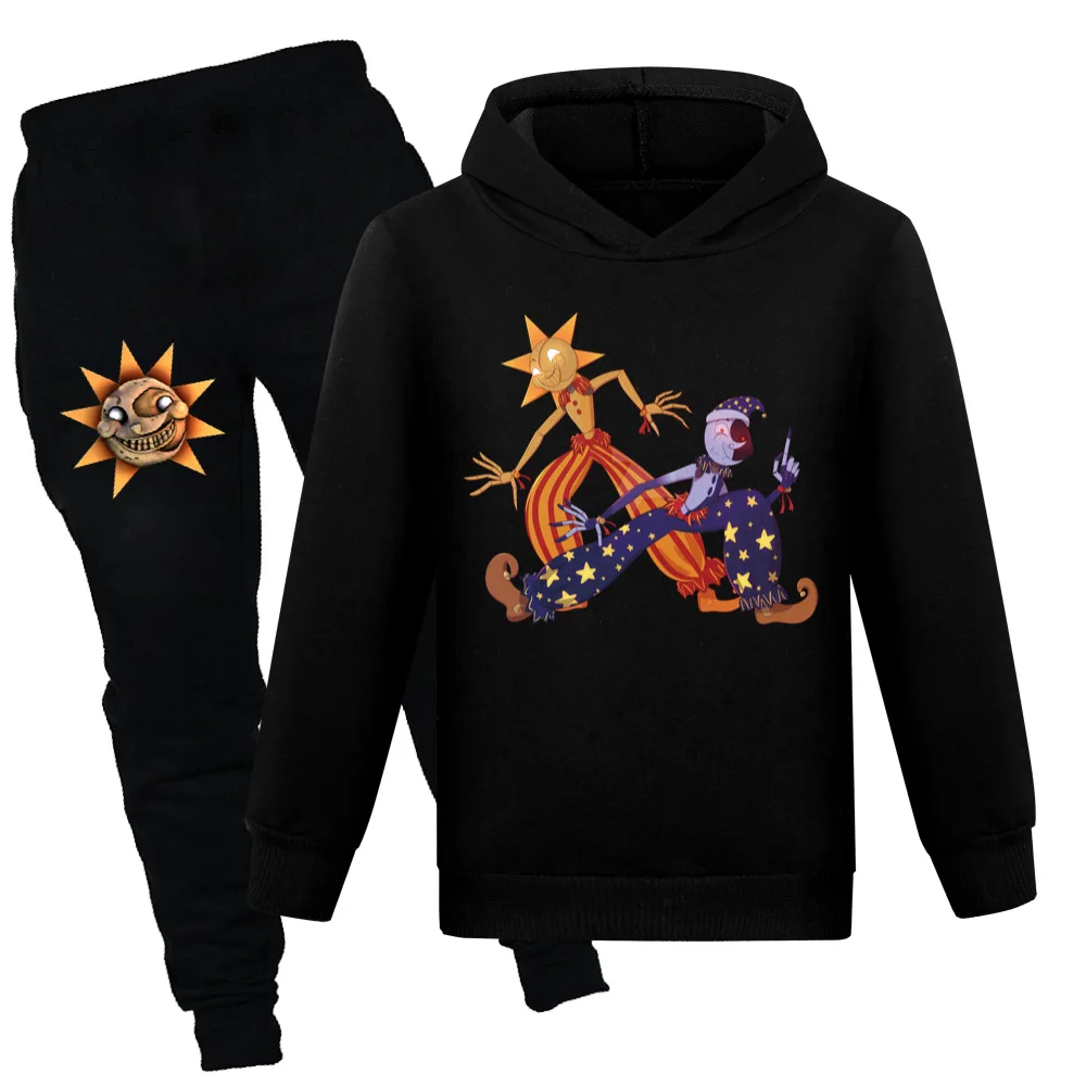 2023 Kids FNAF Sundrop&Moondrop Costume for girls Boys Clothing Long Sleeve Sport Suits Children Hoodies Tops T-shirt+Pants Sets
2023 Kids FNAF Sundrop&Moondrop Costume for girls Boys Clothing Long Sleeve Sport Suits Children Hoodies Tops T-shirt+Pants Sets