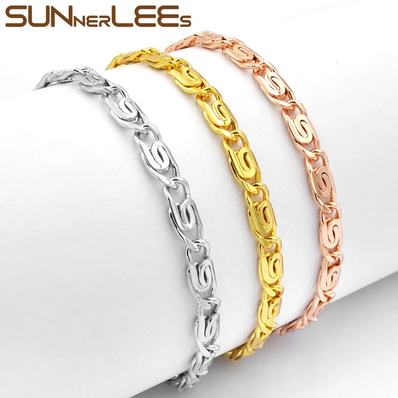 SUNNERLEES Модные Ювелирные изделия Белый Розовый золотой цвет браслет 4 мм Улитка звено цепи для мужчин женщин подарок C05
SUNNERLEES Модные Ювелирные изделия Белый Розовый золотой цвет браслет 4 мм Улитка звено цепи для мужчин женщин подарок C05
