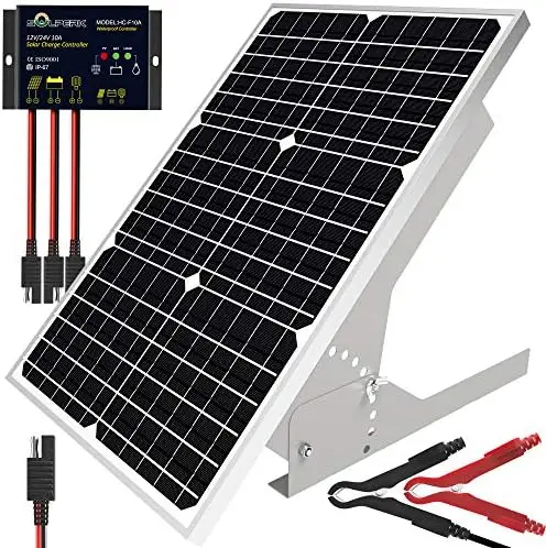50W/12V Solar Panel Kit, Solar Battery Trickle Charger Maintainer + Waterproof Controller + Adjustable Mount Bracket for Automot
50W/12V Solar Panel Kit, Solar Battery Trickle Charger Maintainer + Waterproof Controller + Adjustable Mount Bracket for Automot
