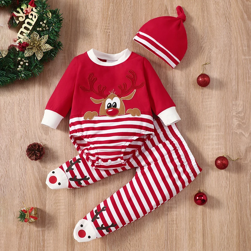 Christmas Children Clothes Toddler Baby Boys Girl Clothes Suit Long Sleeve Cotton Cartoon Jumpsuit+Pants+Hat Christmas Costume
Christmas Children Clothes Toddler Baby Boys Girl Clothes Suit Long Sleeve Cotton Cartoon Jumpsuit+Pants+Hat Christmas Costume