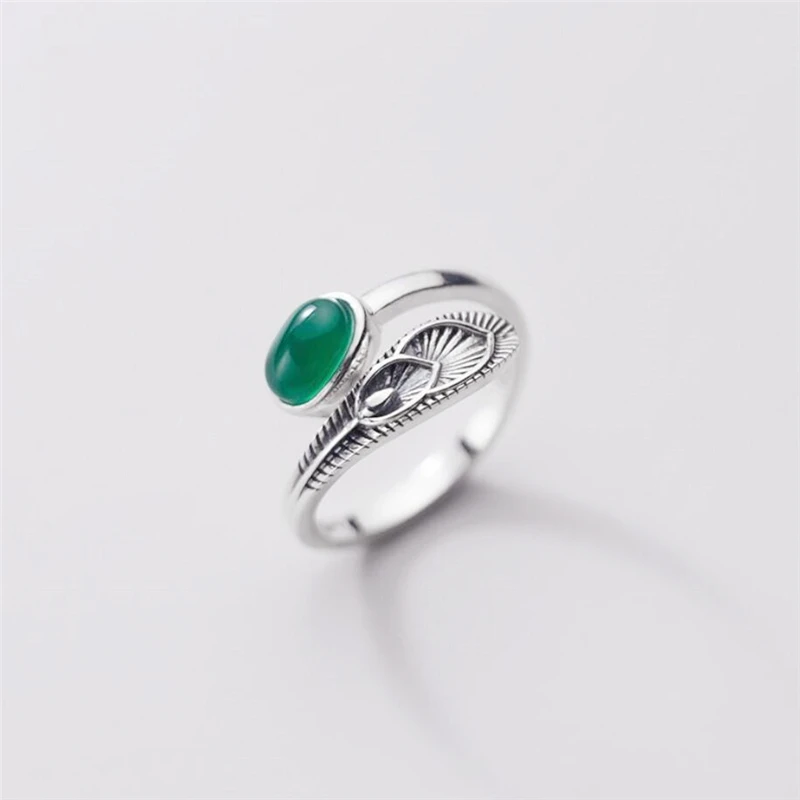 DAYIN Green Gem Feather Wings 925 Sterling Silver Female Resizable Opening Rings SRI1041 
DAYIN Green Gem Feather Wings 925 Sterling Silver Female Resizable Opening Rings SRI1041