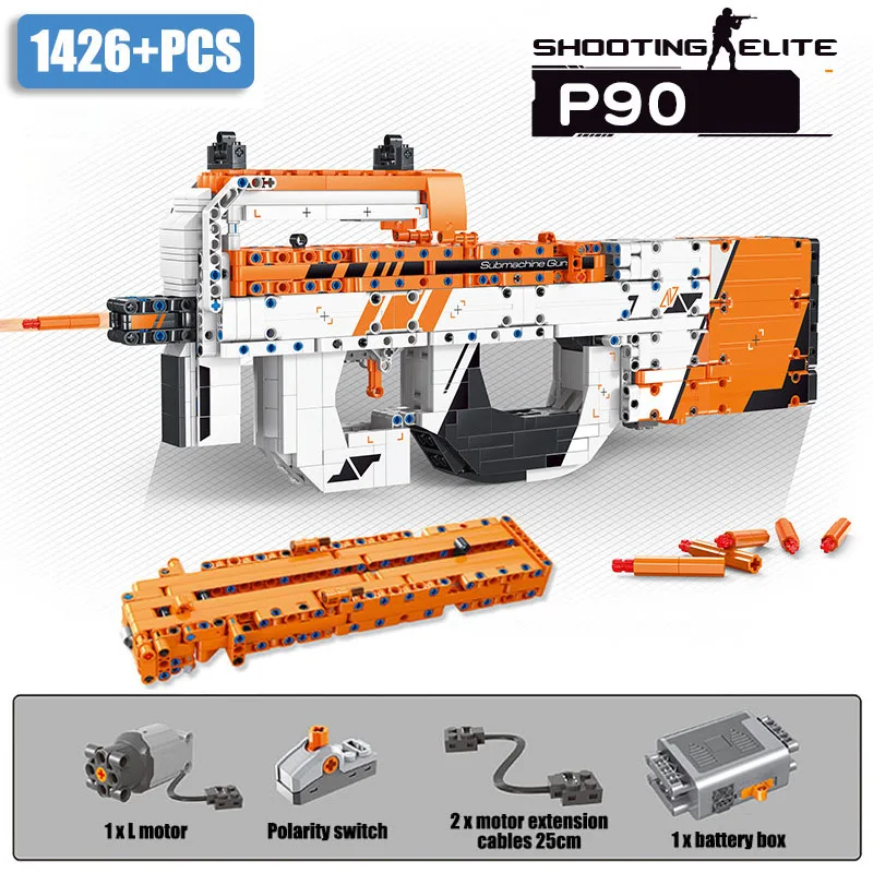 Military Electric 1426pcs P90 Asimov Submachine Gun Model Building Blocks Can Shoot Bullet Weapon Bricks Toys For Children Boys
Military Electric 1426pcs P90 Asimov Submachine Gun Model Building Blocks Can Shoot Bullet Weapon Bricks Toys For Children Boys