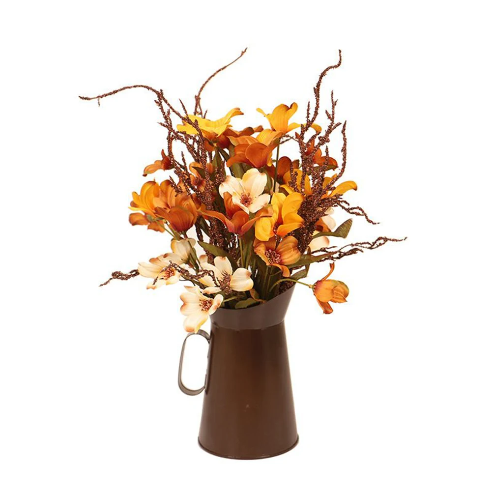 

Осенний букет из искусственных цветов на фестиваль, День благодарения, осенние шелковые искусственные цветы, украшение для рождества, вечеринки, дома, «сделай сам»